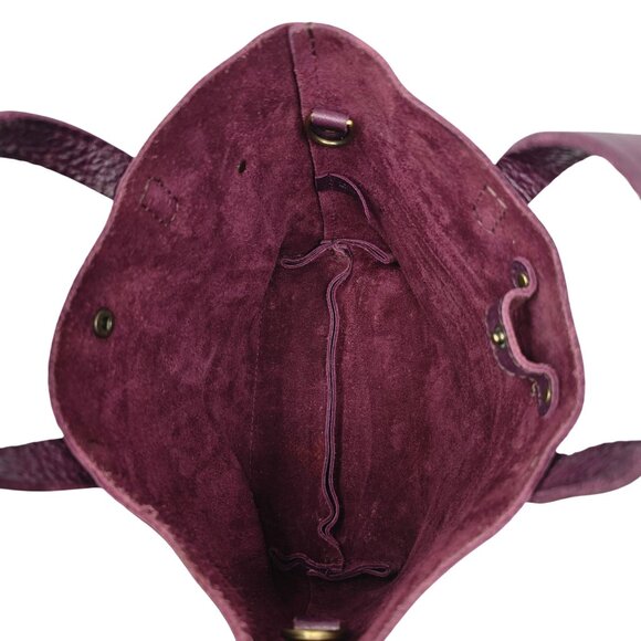 Portland Leather Goods Mini Crossbody Tote Classic Snap Plum Purple Handbag - Picture 8 of 16